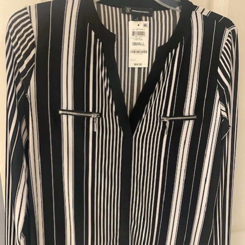 INC Black and White Stripes Size Small
